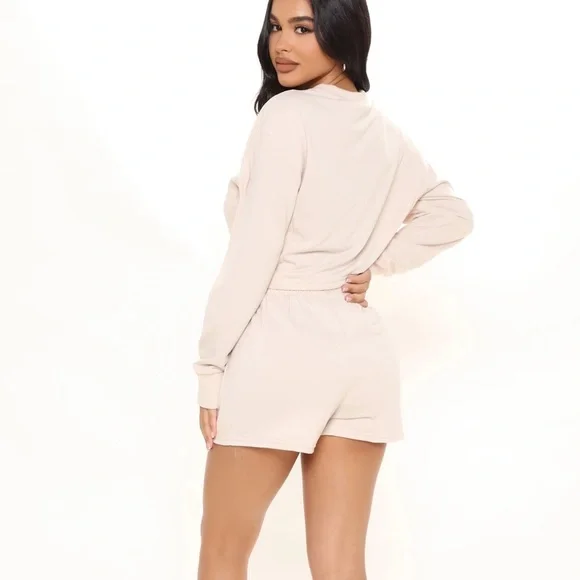 Matching short set in color tan - Picture 2 of 3